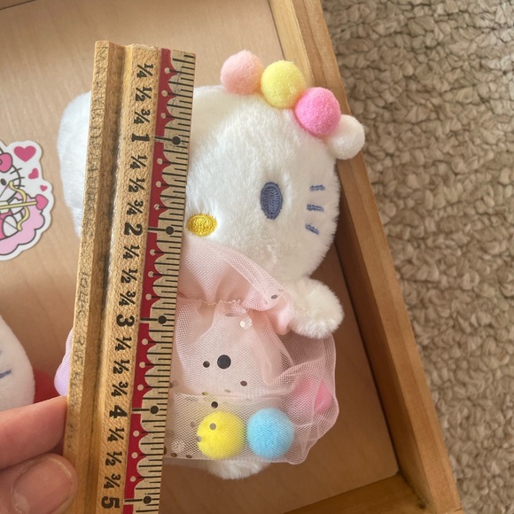 Lot of 2 Hello Kitty Plushies with Tulle Skirts and Pom Pom ball accents - Picture 6 of 10